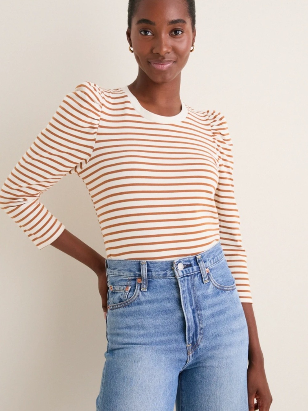 Tuckernuck Pomander Place Vesty tan striped top